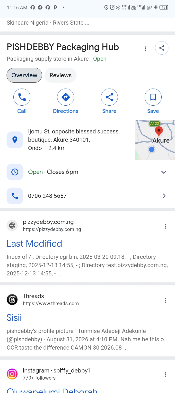 Google profile for pishdebby